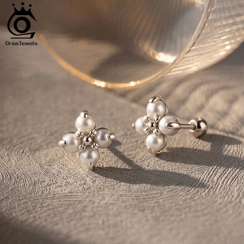 Négyes gyöngy gombfülbevaló